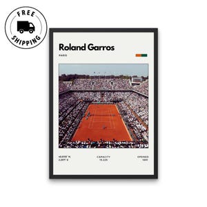 Poster del Roland Garros / Stampa dello stadio dell'Open di Francia / Arte del tennis di Parigi / Poster sportivi / Arte murale per ufficio / Poster per seminterrato / Stampa digitale