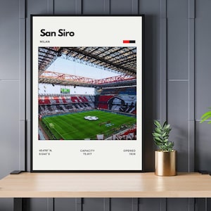 San Siro Print - Home of AC Milan, Digital Print Poster, Minimalist Office Wall Art, Basement Wall Art, Game Room Wall Art