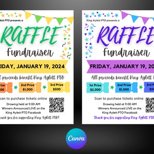 Raffle Fundraiser Flyer Canva Vorlage - anpassbar für PTA PTO Schulkirche Organisation