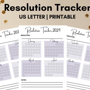 2024 Resolution Tracker Printable, New Year Resolution, Resolution ...