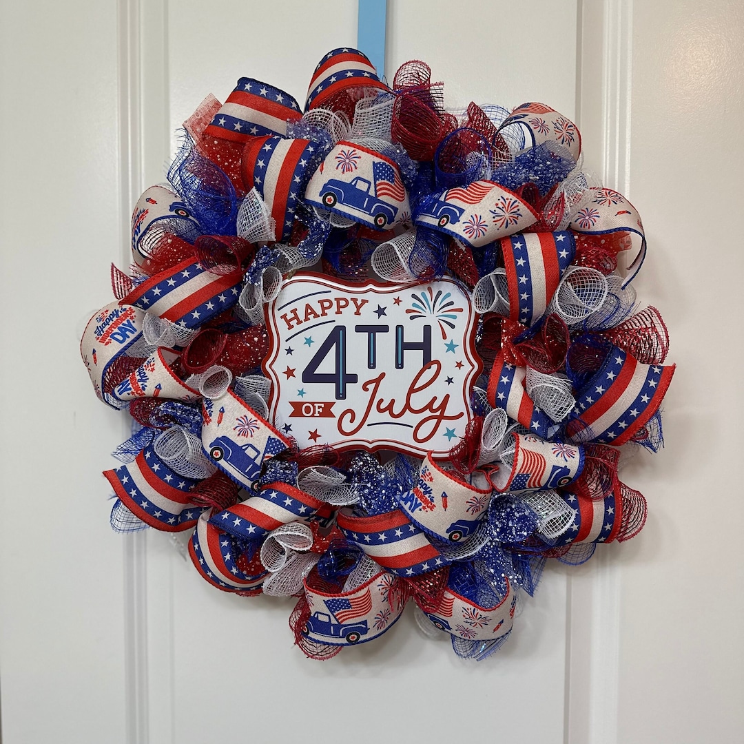 Fourth of July Front Door Decor Fourth of July Wreath Fourth of July ...