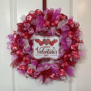 Valentines Wreath, Valentines Wreaths,Valentine’s Day Wreath,Valentine’s Wreaths,Red Pink Valentines Wreath,Valentines Day Deco Mesh Wreaths