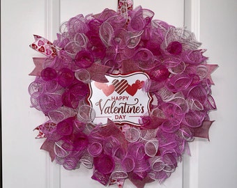 Valentines Wreath, Valentines Wreaths, Valentine’s Day Wreath,Valentine’s Wreaths,Red Pink Wreath,Valentines Day Deco Mesh Wreath, Deco Mesh