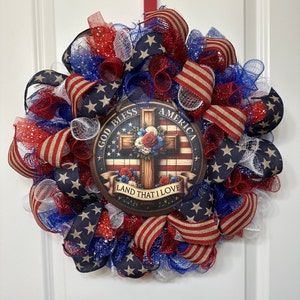 Memorial Day Wreath, Memorial Day Deco Mesh Wreath, Memorial Day Front Door Decor, Memorial Day Decor, Memorial Day Door Hanger,Memorial Day