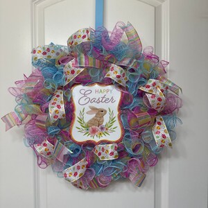 Easter Wreath, Easter Door Wreath,Easter Wreaths,Ester Deco Mesh Wreath,Easter Door Hanger,Easter Wreath For Front Door,Spring Easter Wreath
