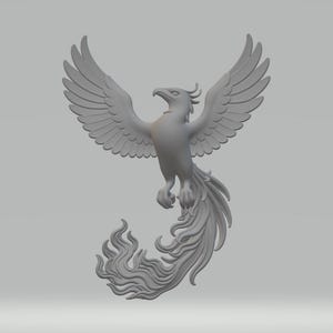 Majestic Phoenix 3D-model – gespreide vleugels en vlammende staart | Afdrukbare fantasievogel SBL