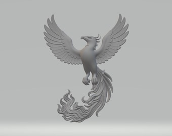 Majestic Phoenix 3D Model – Spread Wings & Flaming Tail | Printable Fantasy Bird STL