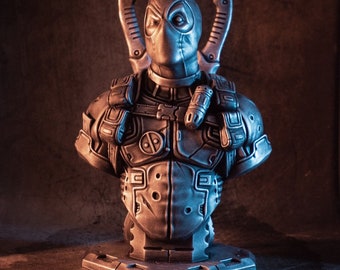 Deadpool Resin Bust Statue - 3D Printed Hand Painted Fantasy Art Decor