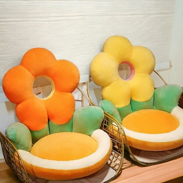 Flower Lumbar Pillow Floor Mat, Soft Sunflower Backrest  Pillow, Stylish Floor Chair Cushion, Super Comfortable Stuffed Cushion For Kids