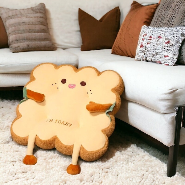 Toast Seat Cushion, Bread Toast Throw Pillow, Angry Stuffed Memory Foam Sliced Bread Pillow, Sofa Chair Decor, Cute Decorative Pillow