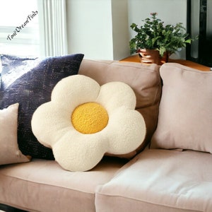 Sunflower Shearling Pillow, Flower Shaped Pillow, Modern Corduroy Sofa Cushion For Home, Soft Cushion, Chair Pad Cushion, Decorative Pillow