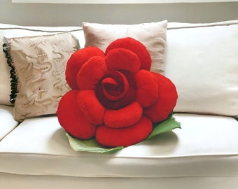 Rose Flower Pillow, Red Rose Stuffed Cushion, Kids Pink Rose Throw Pillow, Decorative Sofa Couch Pillows, Home Accessory, Living Room Decor