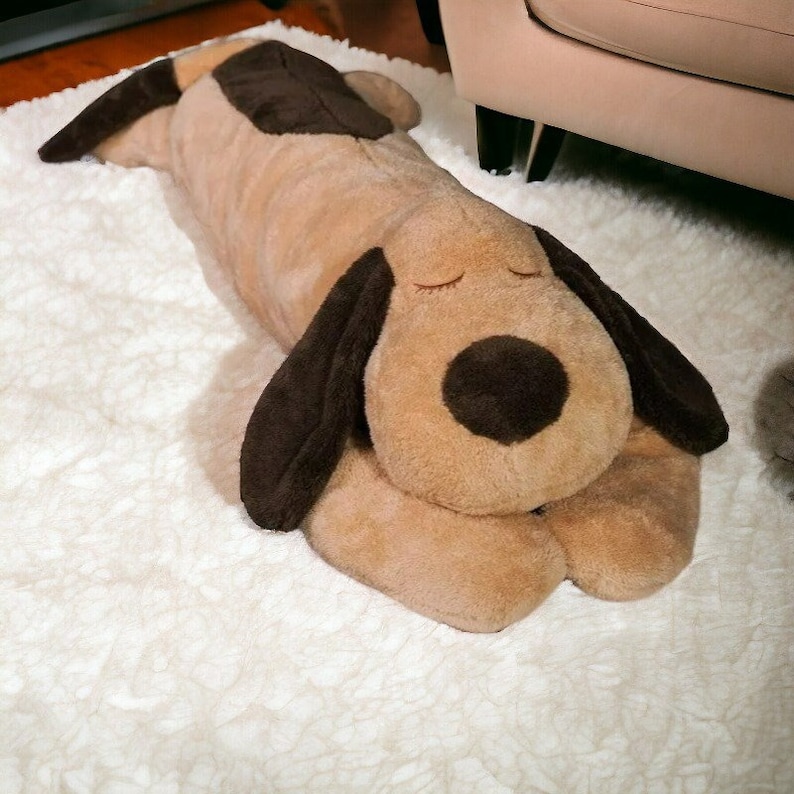 Dog Plush Pillow, Cute Sleeping Dog Pillow, Stuffed Pet Pillow, Soft