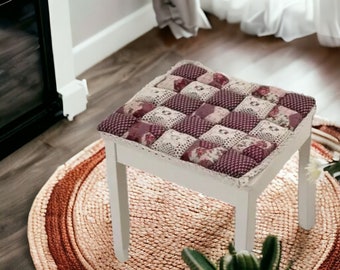 Flower Square Cotton Cushion, Boho Chair Cushion, Floral Printed Seat Pad, Comfortable Kitchen Chair Cushions, Square Shape Pillow