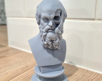 Bust of Socrates Skull, Memento Mori, Skull Bust, Flawless 3D print, ancient Greek Statue