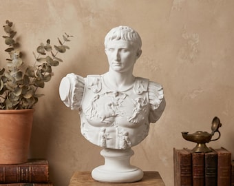 Büste des Augustus Caesar, 3D-gedruckte Statue des römischen Kaisers, Skulptur des antiken Roms, klassische Kunstdekoration