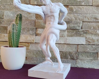 Athlete Wrestling a Python Statue 3D Printed