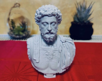 Buste van Marcus Aurelius, keizer, oude leider, antieke sculptuur, decoratief Romeins standbeeld, vlekkeloos gedrukt huis- en kantoordecor cadeau