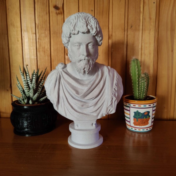 Bust of Marcus Aurelius, Decorative Roman Statue, Antique Sculpture, Flawlessly Printed Home and Office Decor Gift, Emperor, Ancient Leader