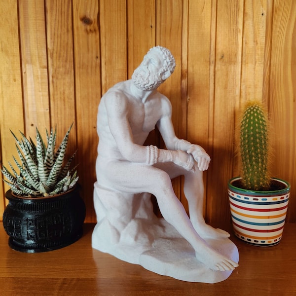 Escultura de boxeador griego en reposo, estatua griega decorativa, escultura antigua, regalo de decoración para el hogar y la oficina impecablemente impreso