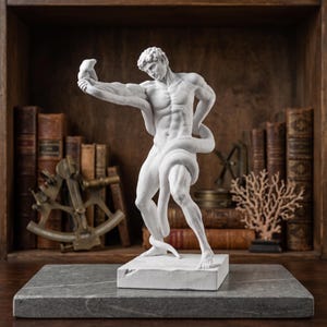 Athlete Wrestling a Python Statue 3D Printed