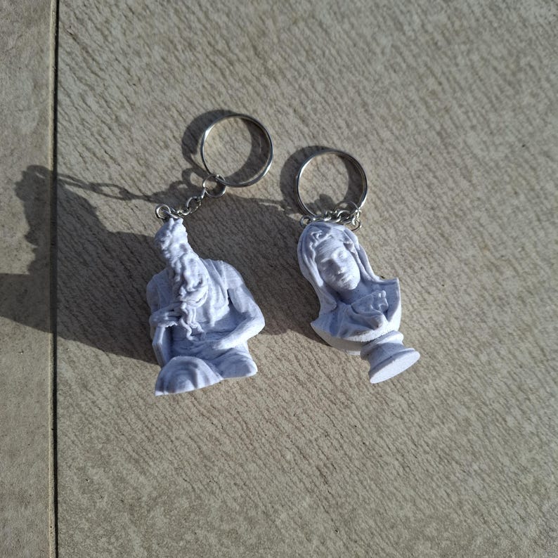 Keychain of Michelangelo's Moses and Mary Pieta - Etsy