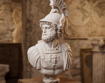Mars Bust, 3D Printed Roman God of War Sculpture, Mythology Decor, Greek Roman God Figurine, Classical Home Accent
