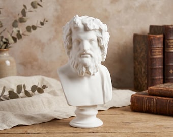 Dionysus Bust Statue, 3D Printed Greek God Sculpture, Classical Home Decor