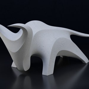Estátua de touro, minimalista, abstrata, estátua de arte decorativa, presente de decoração para casa e escritório com impressão impecável