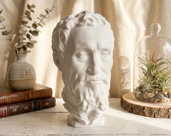 Michelangelo Bust Sculpture, 3D Printed Renaissance Art Decor