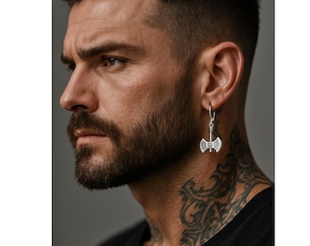 Axe earrings, Men Earrings In Sterling Silver, Gothic earrings, Viking earrings, Battle earrings, Medieval, Axe throwing