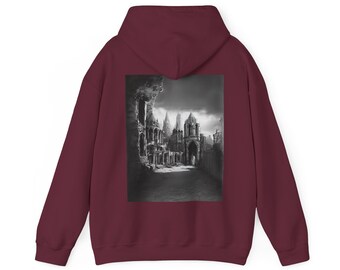 Old City View Gothic Graphic Hoodie,Beautiful Gothic City  Sweatshirt, Moon Phases Gothic Hoodie Pastel Goth Hoodie, Vintage Gothic Hoodie
