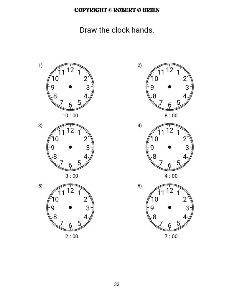 Telling the Time Workbook for Kids Age 4-8 - Etsy Ireland
