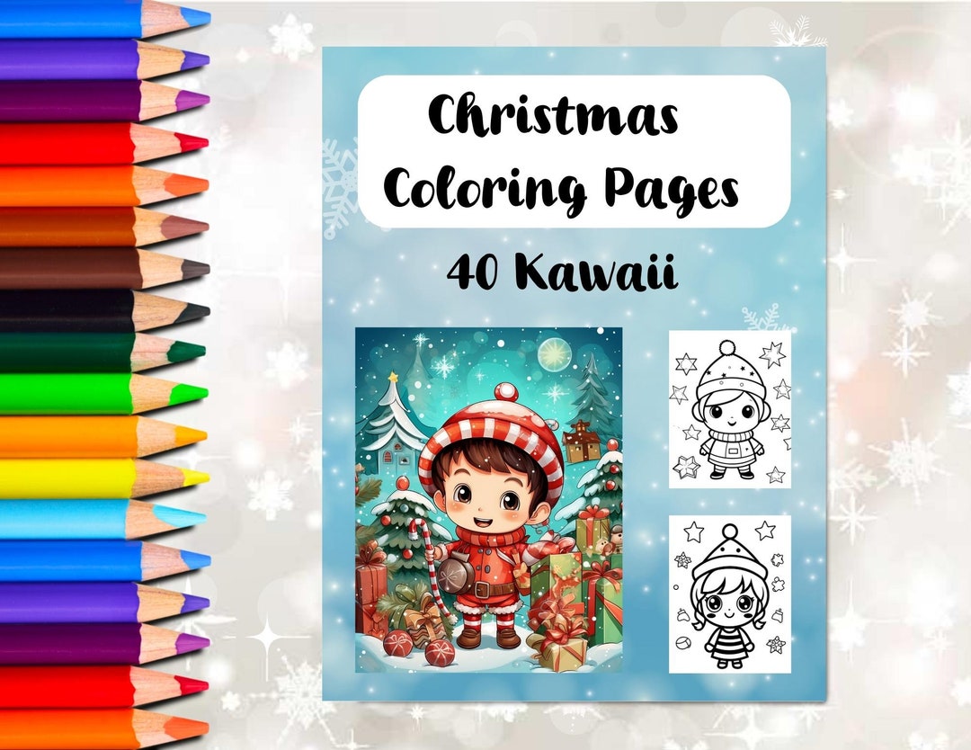 kawaii-christmas-coloring-pages-40-pages-cute-coloring-etsy