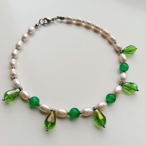 Green crystal cat collar, Real pearl pet necklace, Beaded dog collar, Luxury cute cat collar, Cat clothes accessories, Pearl cat jewelry gifts