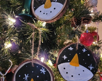 Handpainted Adorable Set of 3 Snowman Ornaments