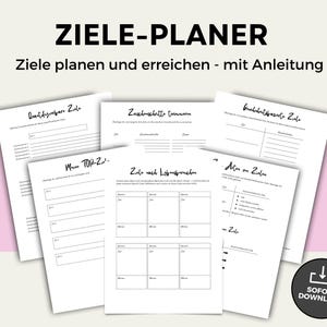 印刷できるバンドルのミニマリスト目標プランナー、ドイツ語、日付なし、Goodnotes テンプレートとしても使用可能、Goal Planner