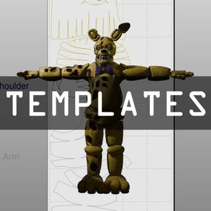 Gul kanin SpringBonnie Cosplay Skum och papper Pepakura mallar Skummall FNAF Furry