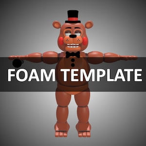 May include: A brown bear character with a red bow tie and a top hat. The character has red cheeks and a big smile. The text "FOAM TEMPLATE" is displayed below the character.