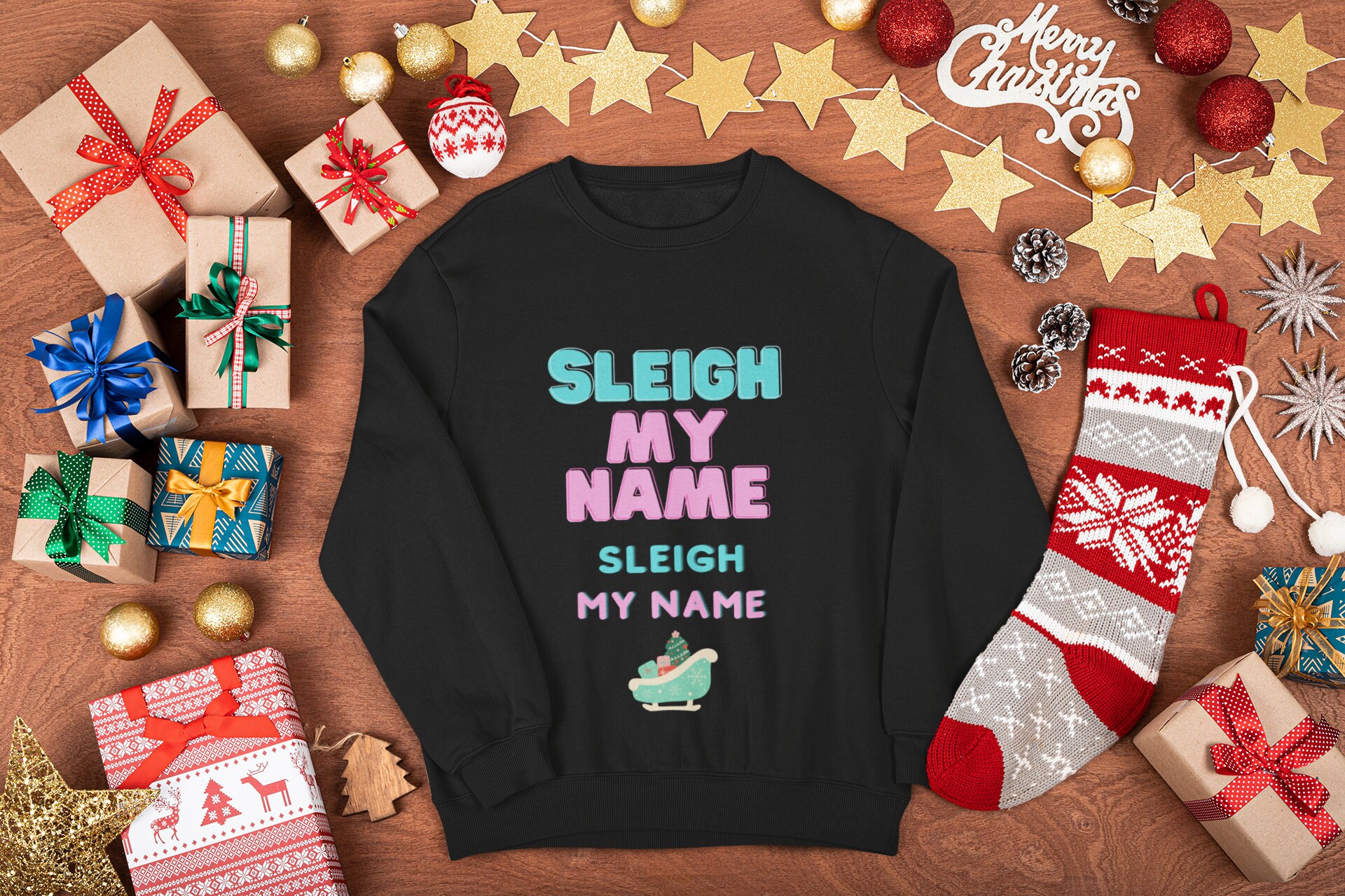 Sleigh my name christmas jumper deals