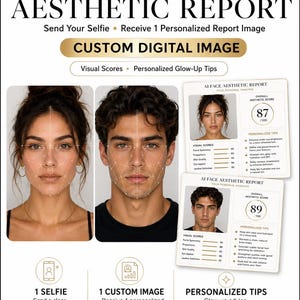 Personalized AI Face Aesthetic Report, Custom Face Analysis Image, Beauty Score, Glow Up Tips, Digital Image From Your Selfie