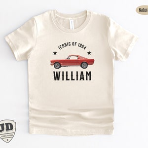 Custom Name Shirt, Iconic Car Toddler Shirt, Gift for Kids, Toddlers and Babies, Car Birthday Party, Boy Gift Tshirt.