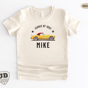 Custom Name Shirt, Gift for Kids, Toddlers and Babies, Iconic Car Toddler Shirt, Car Birthday Party, Boy Gift Tshirt.