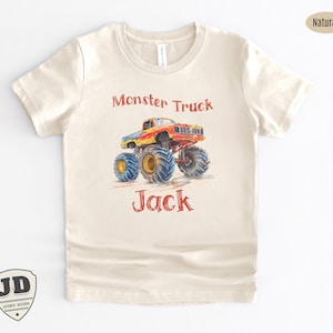 Monster Truck Shirt, Personalized Name Shirt for Kids, Toddlers and Babies, Boy Gift Tshirt, Baby Shirt, Birthday Party Car Shirt, Offroad.