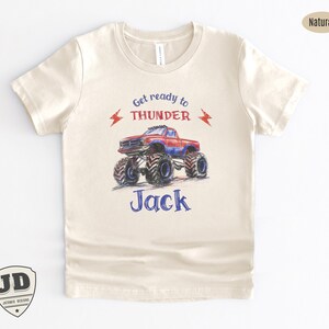 Get Ready to Thunder, Personalized Name Shirt for Kids, Toddlers and Babies, Monster Truck Shirt,  Birthday Party Car Shirt, Offroad.
