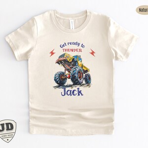 Get Ready to Thunder, Personalized Name Shirt for Kids, Toddlers and Babies, Monster Truck Shirt, Birthday Party Car Shirt, Offroad.