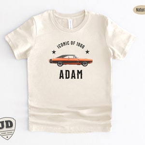 Gift for Kids, Custom Name Shirt, Iconic Car Toddler Shirt, Toddlers and Babies, Car Birthday Party, Boy Gift Tshirt,