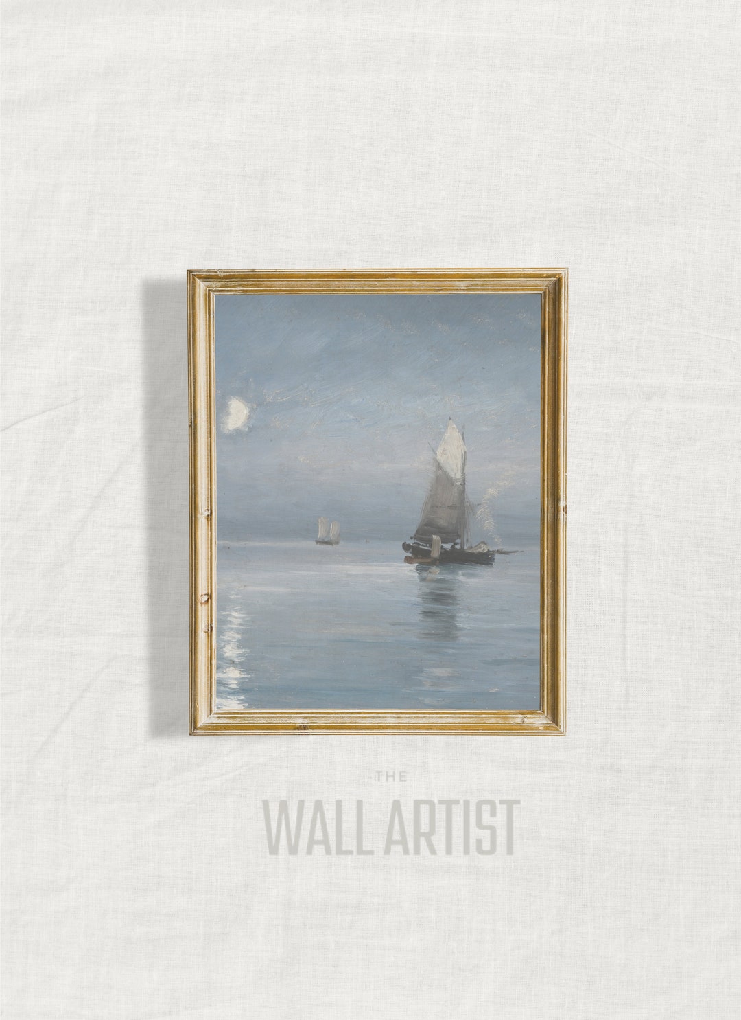 Moonlit Sailing Art Print | Vintage Nautical Wall Art | Serene Seascape ...