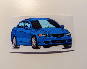 May include: A blue sedan car with a black front bumper and a silver grill. The car has a silver emblem on the front grill.