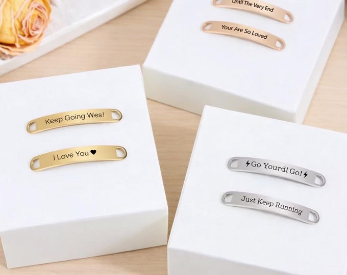 Custom Shoe Tags – Personalised Engraved Metal Lace Tags | Inspirational Runner Gift | Marathon Gift | Shoe Name Plate Personalised Shoe Tag